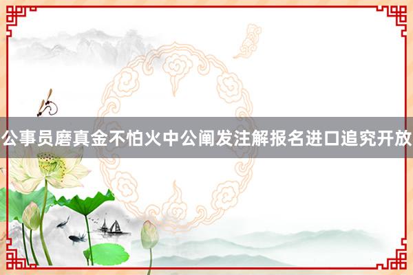 公事员磨真金不怕火中公阐发注解报名进口追究开放